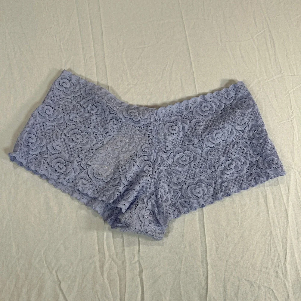 Susy VTG Floral Lace‎ Boyshort Panties Periwinkle Blue Lingerie Size Large NWT